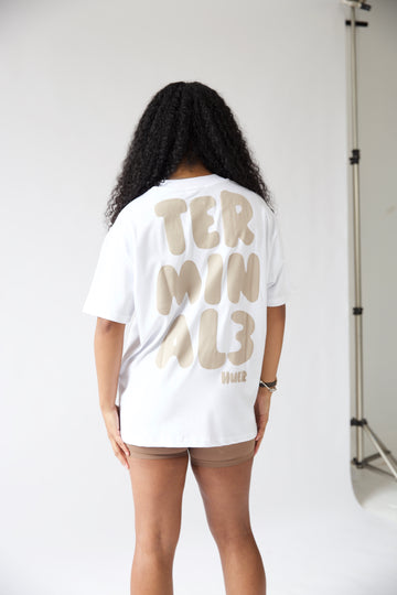 White Oversized Terminal3 T-Shirt - Beige